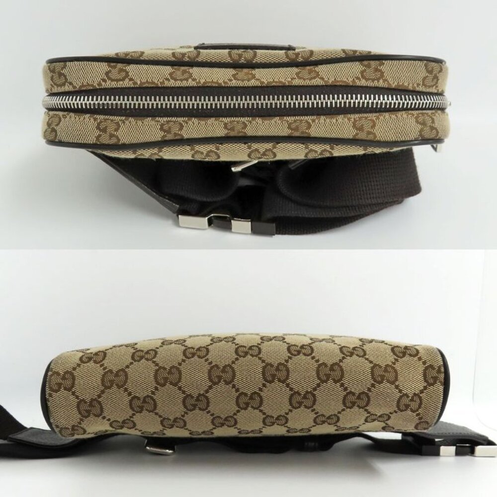 Gucci GG Canvas Waist Bag Body Bag Beige Brown Silver Hardware - Picture 3 of 10
